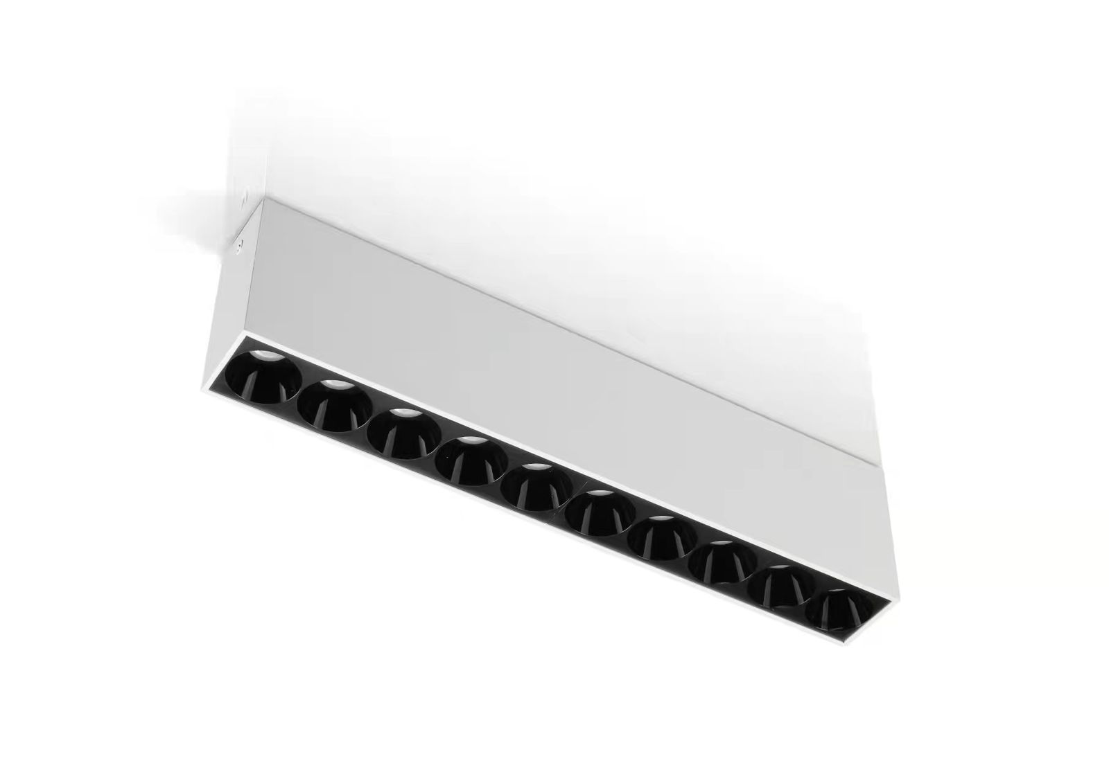 “Sleek cylindrical COB surface‑mounted LED light in matte finish installed on a ceiling”